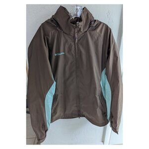 Women's Columbia Waterproof Hooded Jacket Brown/Teal XL